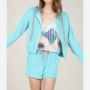 Lili Sidonio MOLLY BRACKEN TERRYCLOTH JACKET SHORTS set turquoise Medium